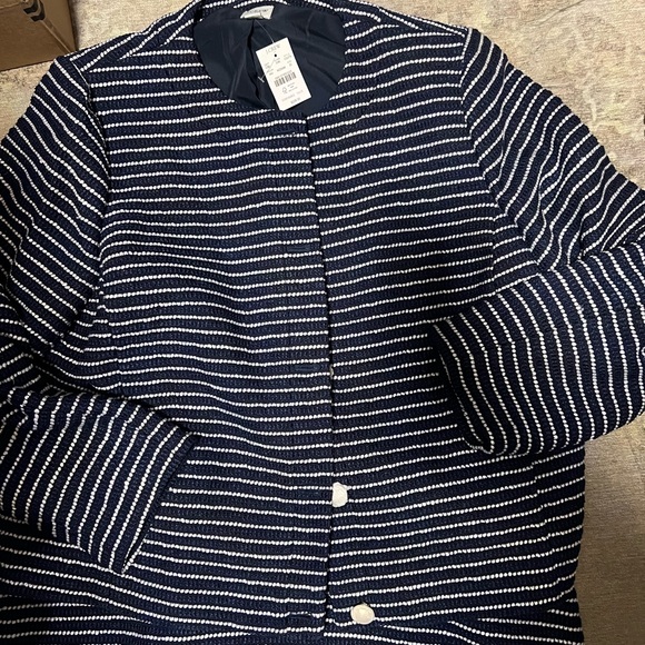 Striped Navy and White jacket and skirt set - Picture 2 of 11